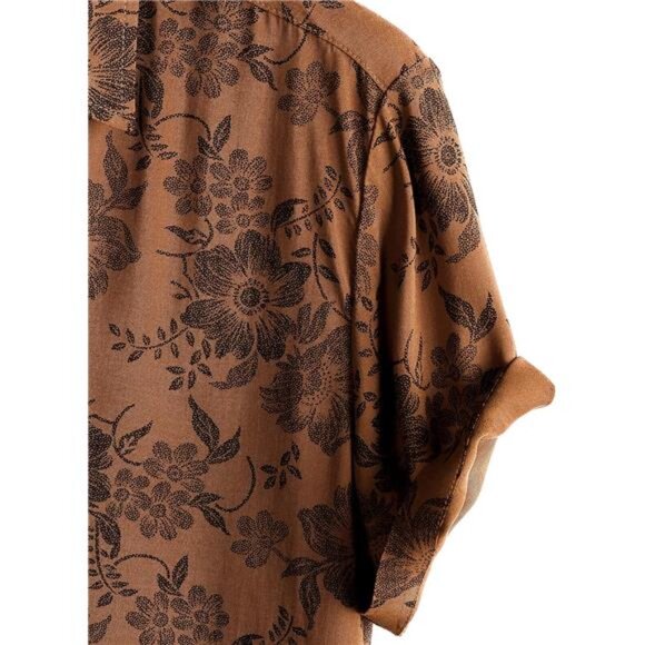 Mens Hawaiian Shirt Floral Button Up Short Sleeve Tropical Beach Vacation Top - Picture 4 of 7